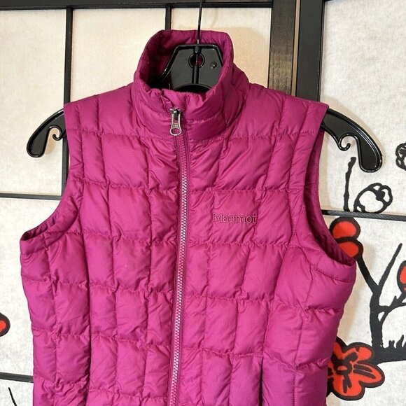 Marmot Duck Down Puffer Vest Womens Full Zip Jacket Size S Petite Hot Pink - Picture 5 of 6